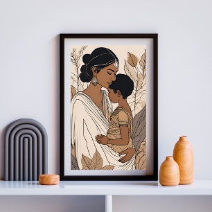 Poster L'art de l'étreinte de la mère et de l'enfant sud-