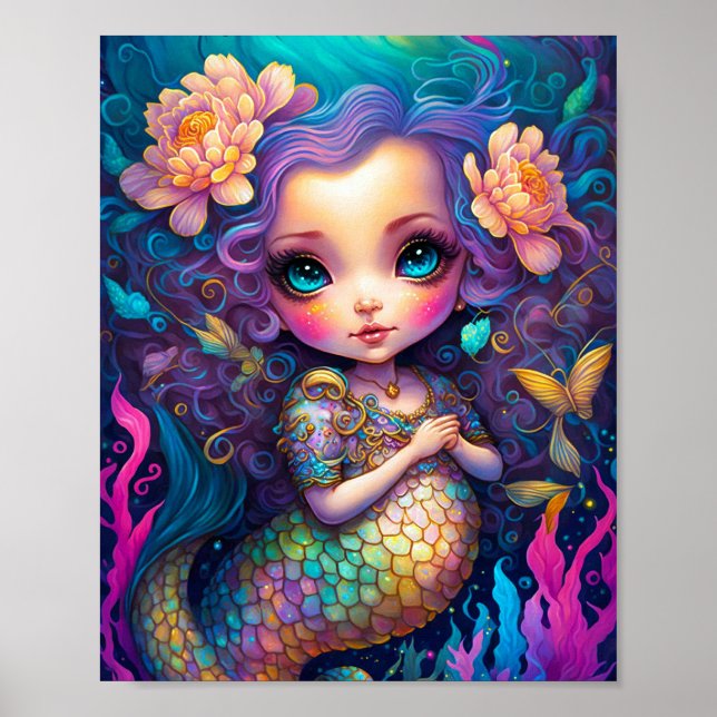 Poster L'art de l'Imaginaire de la mignonne sirène (Devant)