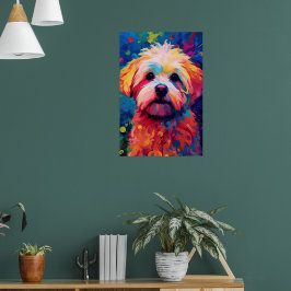Poster L'art du chien maltais coloré