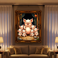 L'art du cochon - Mère et porcelets