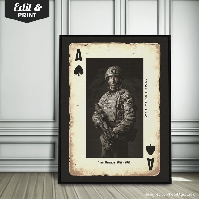 Poster L'art du mur du soldat, l'as des pique militaire (Custom Soldier Wall Art, Ace of Spades Military Poster)
