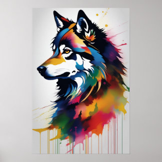 Poster L'art du portrait de loup Abstrait