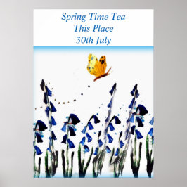 Poster L'art floral du papillon Bluebells