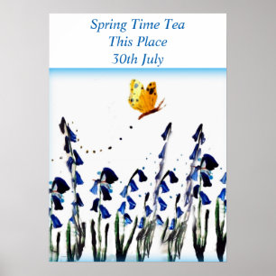 Poster L'art floral du papillon Bluebells