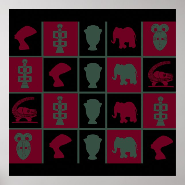 Poster l'art géométrique coloré africain (Devant)