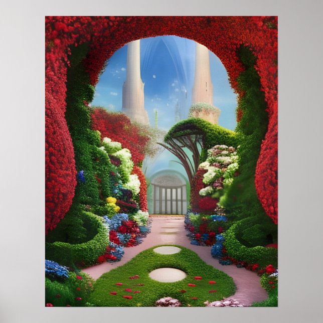 Poster L'art Imaginaire des jardins rouges (Devant)