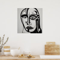 L'art moderne du visage Abstrait noir et blanc