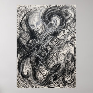 Poster L'art mural de la mémoire de l'esprit au fil sinue