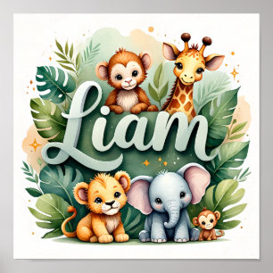 Poster L'art mural de la nurserie de Liam Safari