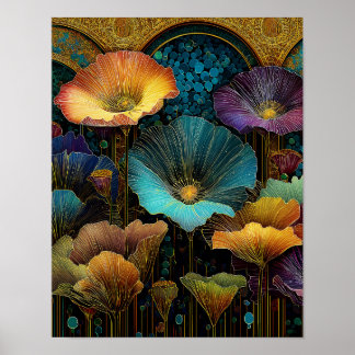 Poster L'art mural floral lumineux – Téléchargement numé