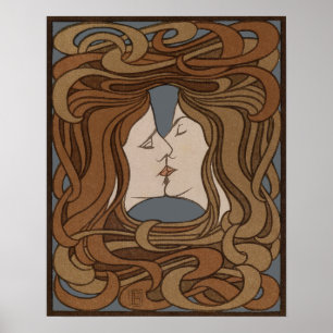 Poster L'art nouveau vintage Le Baiser