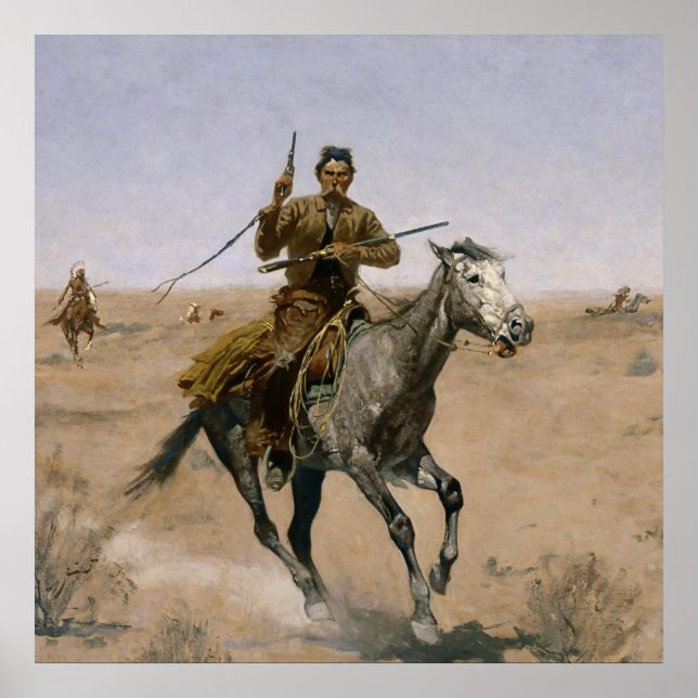 Poster L'art occidental de Frederic Remington “La Fuite” (Devant)
