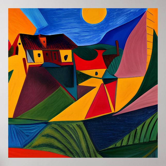Poster L'art Picasso au coucher du soleil (Devant)