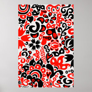 Poster L'art populaire ukrainien motif floral abstact