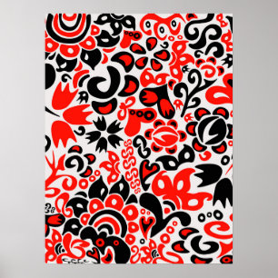 Poster L'art populaire ukrainien motif floral abstact