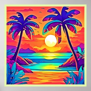 Poster L'art tropical du coucher de soleil