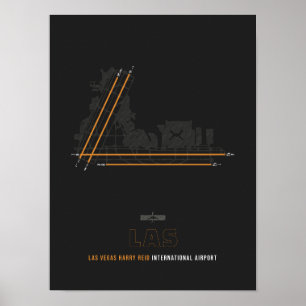 Poster LAS - Las Vegas Harry Reid Airport Runway Diagramm