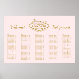Poster Las Vegas Enseigne Personnalisée Texte Rose Or Bie