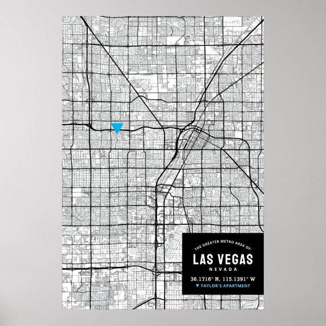 Poster Las Vegas, Nevada Plan de la ville + Marquer votre (Devant)