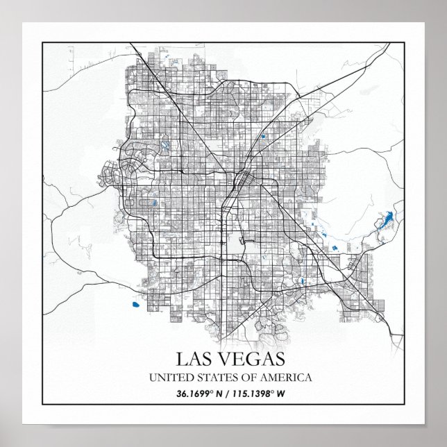 Poster Las Vegas Nevada USA Cities Travel City Map (Devant)