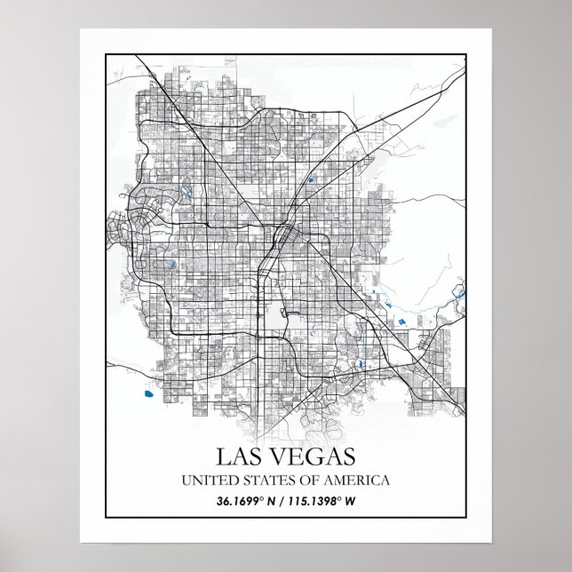 Poster Las Vegas Nevada USA Cities Travel City Map (Devant)