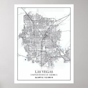 Poster Las Vegas Nevada USA Cities Travel City Map