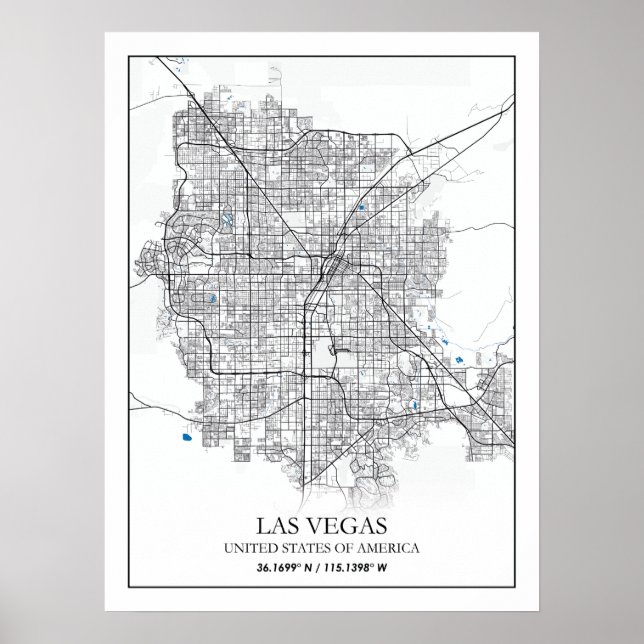 Poster Las Vegas Nevada USA Cities Travel City Map (Devant)