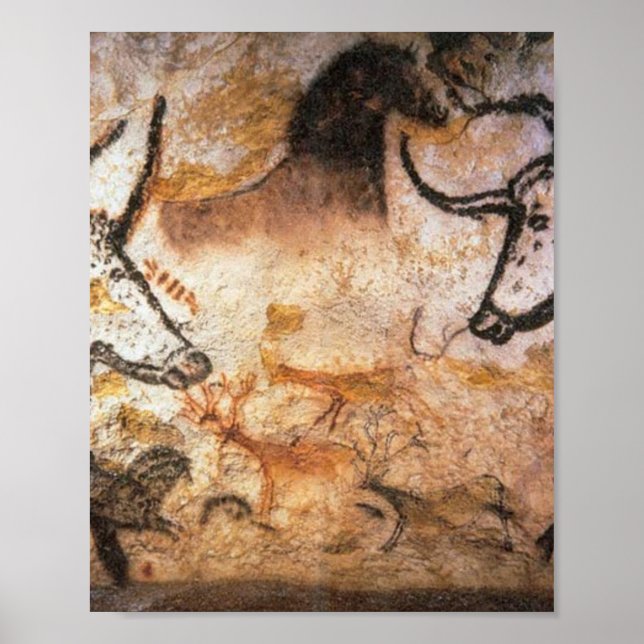 Poster Lascaux Bulls Buffalo Cave Peinture (Devant)