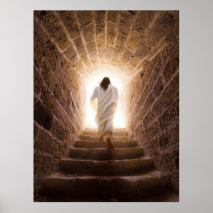 Poster L'Ascension - Jésus Marchant Dans La Lumière