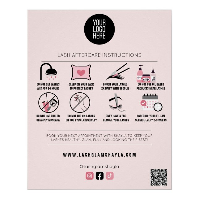 Poster Lash Salon Eyelash Extension de l'enseignement pos (Devant)