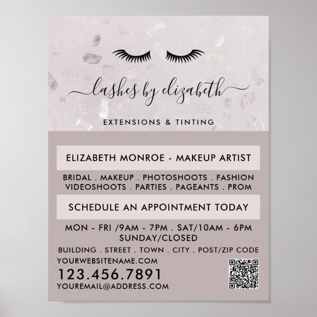 Poster Lashes Chic Moderne Maquillage Beauté Artiste Adve (Devant)