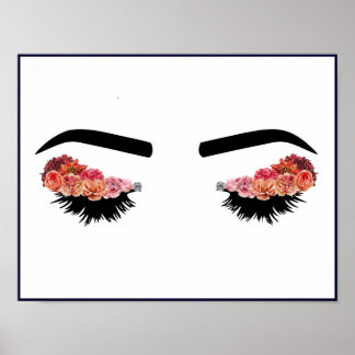 Poster Lashes et fleurs