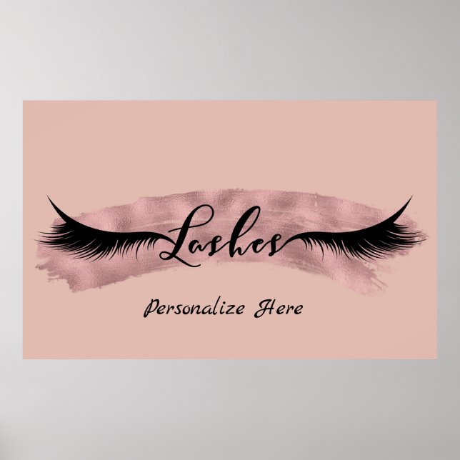 Poster Lashes Eyelashes Rose Gold Blush rose Beauté Salon (Devant)