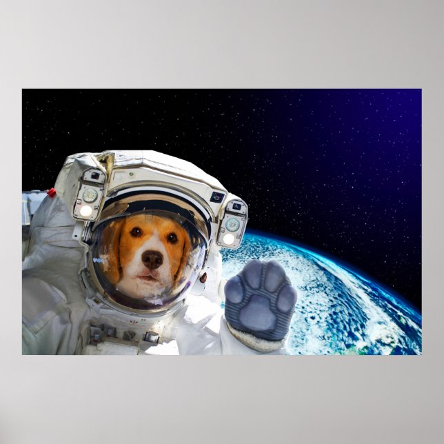 Poster L'astronaute de chien drôle (Devant)
