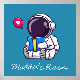 Poster L'astronaute lit le livre la chambre des enfants m