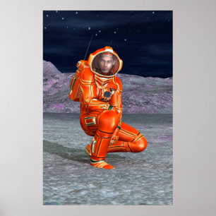 Poster L'astronaute Mars Espace Explorer sur la planète A