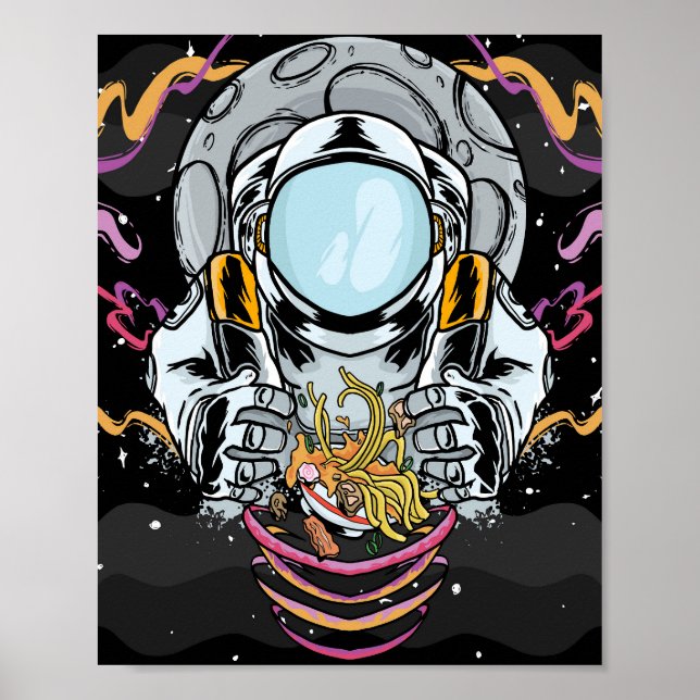 Poster L'astronaute Noodle Break dans l'espace (Devant)