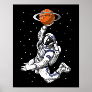 Poster L'astronaute spatial joue au basket-ball