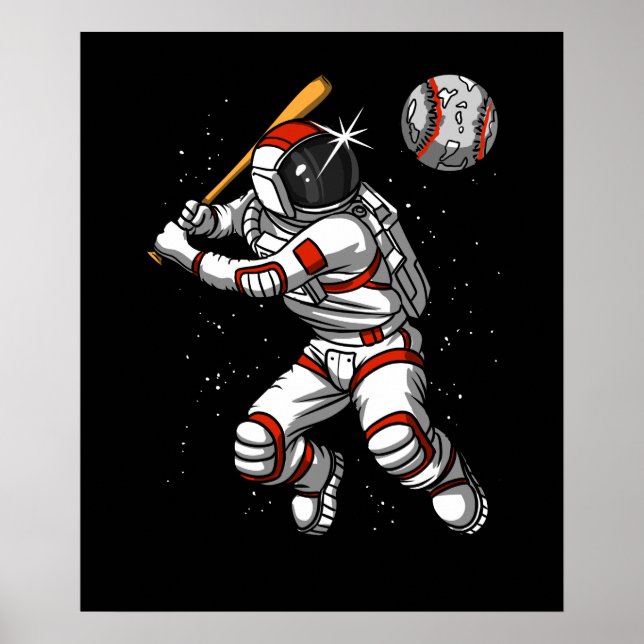 Poster L'astronaute spatiale Joueur de baseball Planète c (Devant)