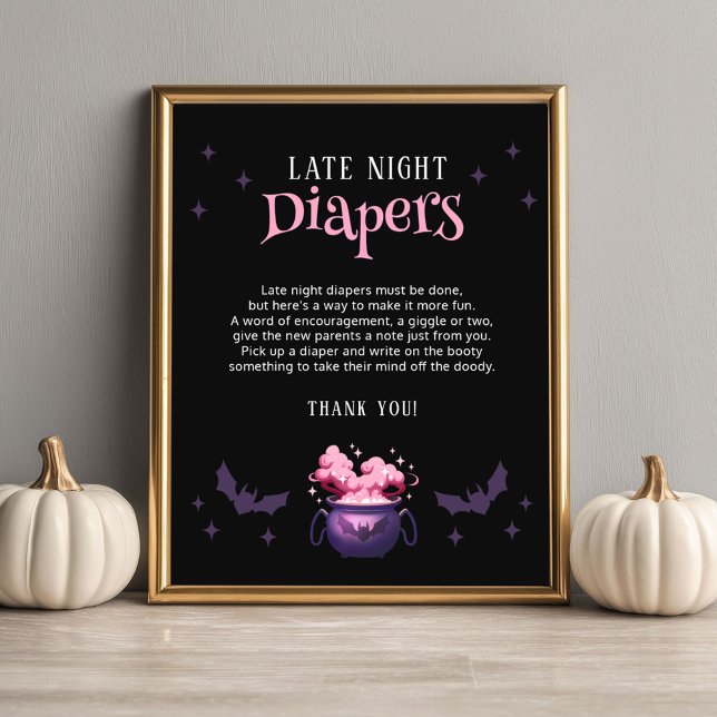 Poster  Late Night Diapers Halloween Baby Shower Game (Créateur téléchargé)