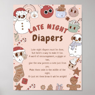 Poster Late Night Diapos Baby shower de Noël Jeu