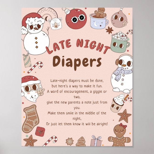 Poster Late Night Diapos Baby shower de Noël Jeu (Devant)