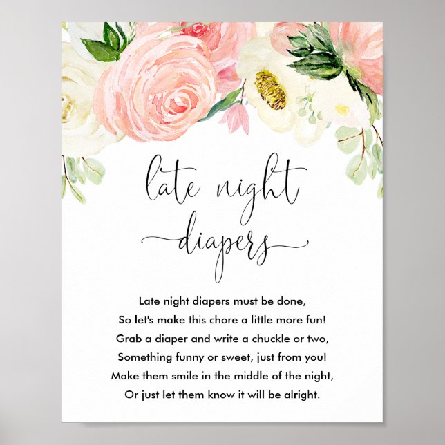 Poster Late nuit couches baby shower jeu signe or rose (Devant)