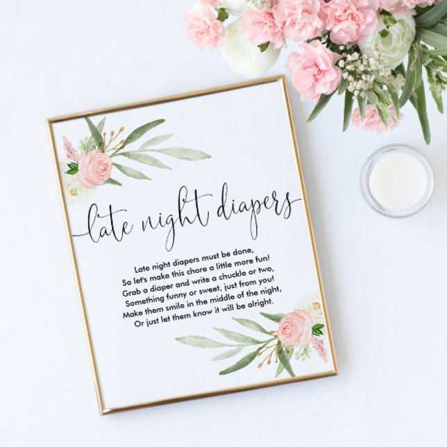 Poster Late nuit couches baby shower jeu signe or rose (Créateur téléchargé)