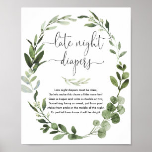 Poster Late nuit couches baby shower jeu verdure