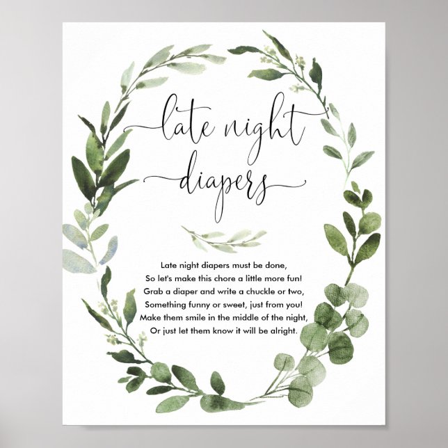 Poster Late nuit couches baby shower jeu verdure (Devant)