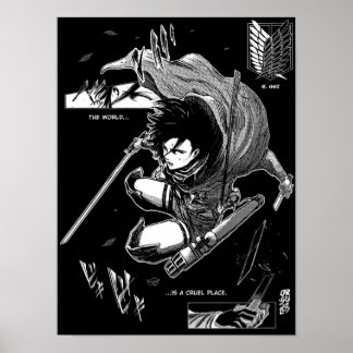 Poster L'attaque de Mikasa contre Titan pour des arrière