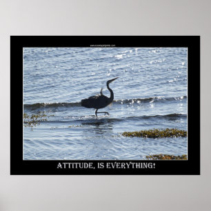 Poster L'ATTITUDE EST TOUT GRAND Héron Bleu Photo