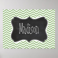 Laurel Green Chevron Stripes; Chalkboard look