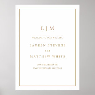 Poster Lauren Gold Monogramme Mariage élégant